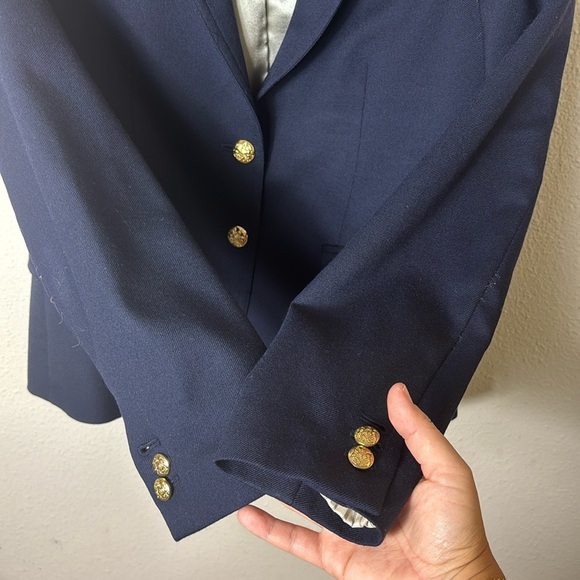J. Crew Navy Blue Schoolboy Wool Blazer Gold Buttons size 4 - Picture 11 of 15
